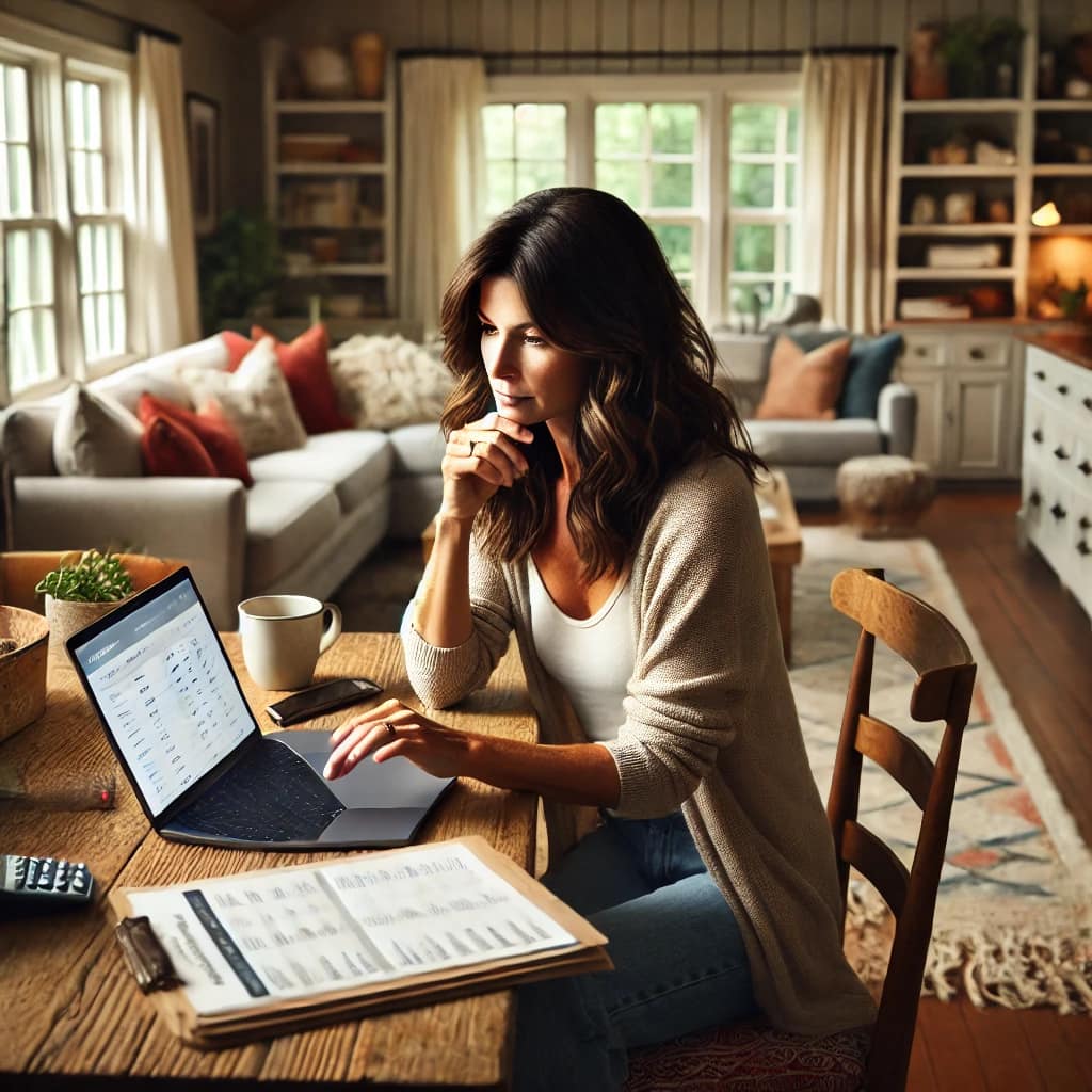 Homeowner in Cary NC reviewing cleaning service options, looking at a checklist of questions to ask before hiring.