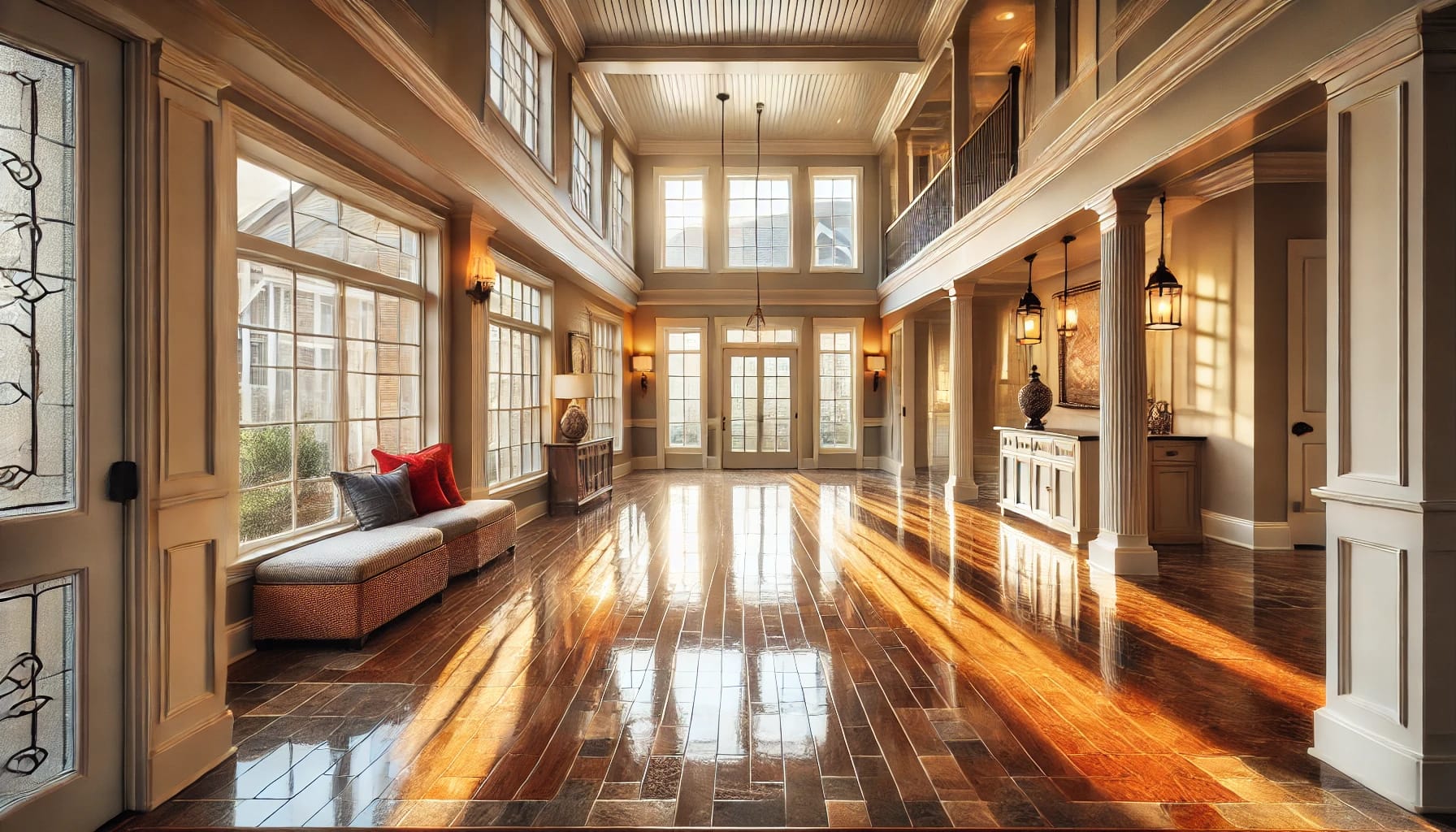 Spotless Raleigh NC home interior with polished floors, bright light, and an empty, move-out ready look.