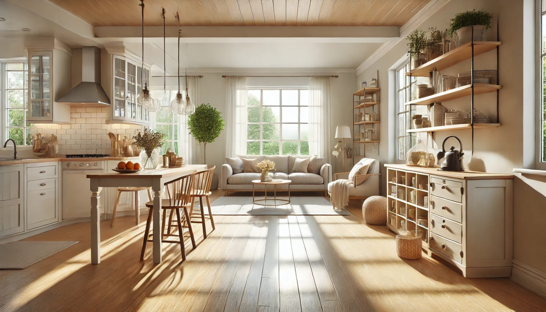 Clean and organized Apex NC home with natural light, reflecting regular professional cleaning and maintenance.