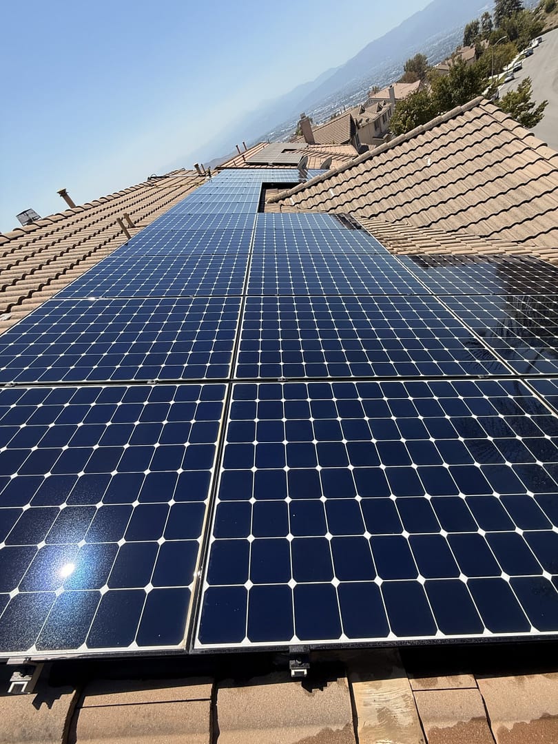 Detailed close-up of clean blue solar panels in Murrieta, CA